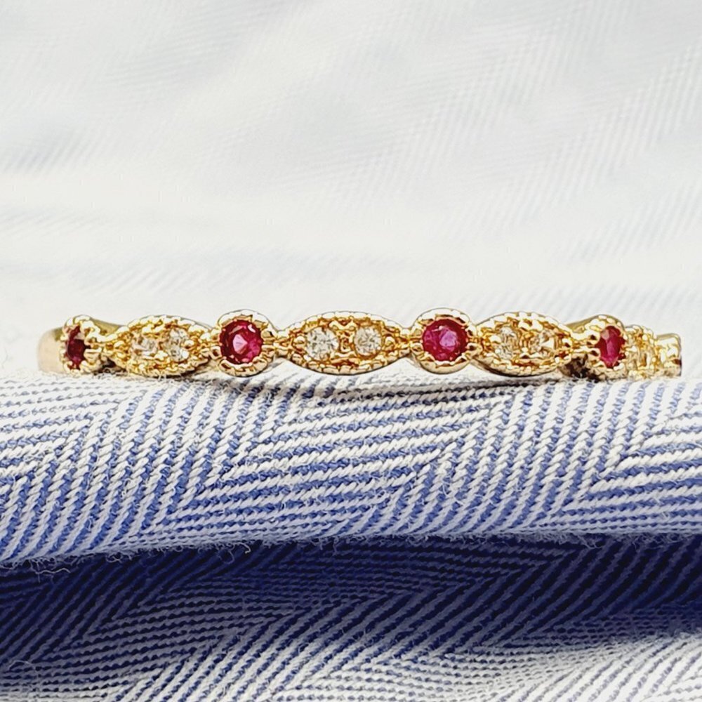 ✨ Beauty CZ Thin Sweet Romantic Gold Plated Rings for Women, EVGG1339